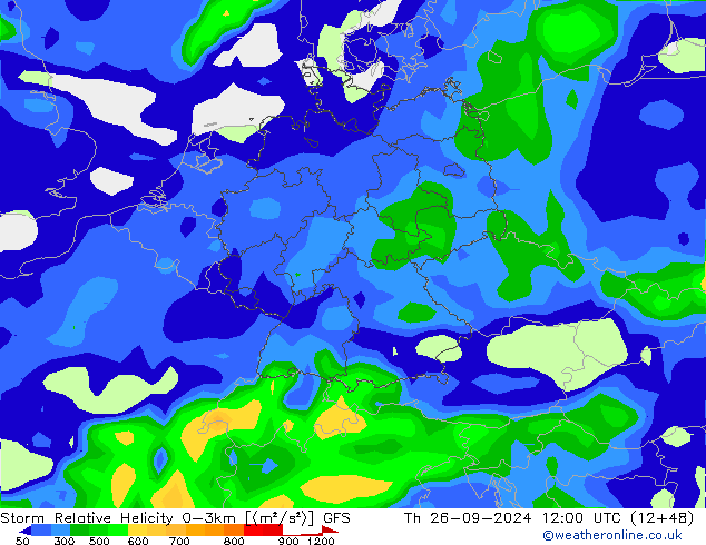 Storm Relative Helicity GFS чт 26.09.2024 12 UTC