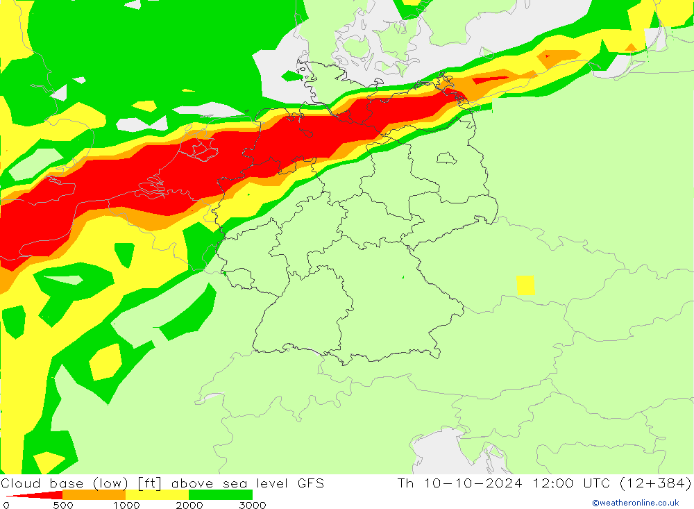 Cloud base (low) GFS Th 10.10.2024 12 UTC