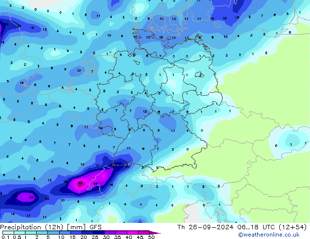 opad (12h) GFS czw. 26.09.2024 18 UTC