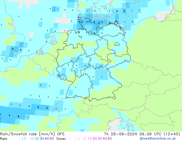 Rain/Snowfall rate GFS Th 26.09.2024 09 UTC