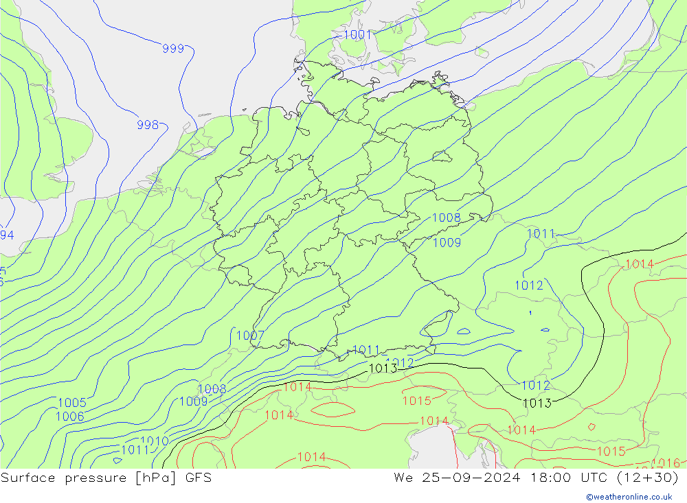 Surface pressure GFS We 25.09.2024 18 UTC