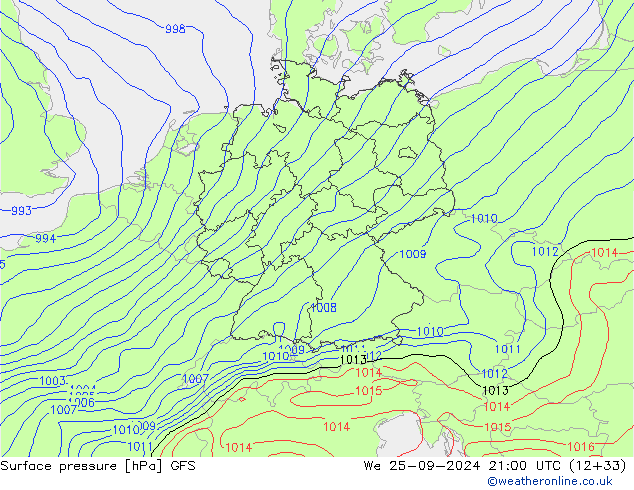 ciśnienie GFS śro. 25.09.2024 21 UTC