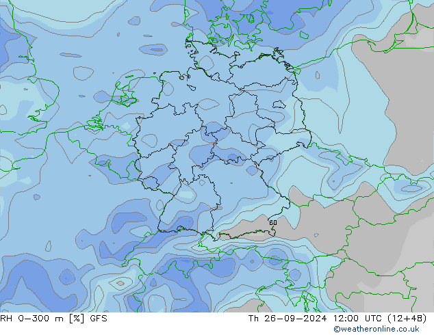 RH 0-300 m GFS Th 26.09.2024 12 UTC