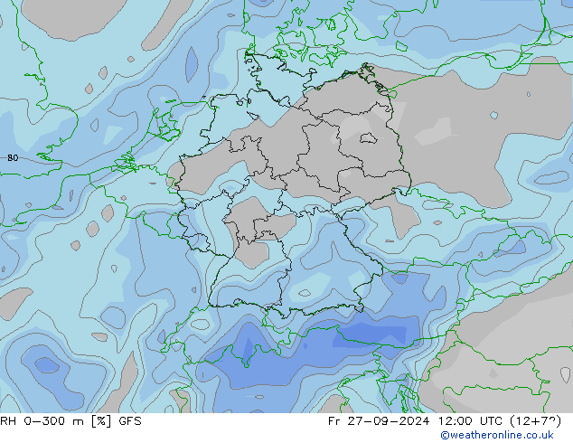 RH 0-300 m GFS pt. 27.09.2024 12 UTC