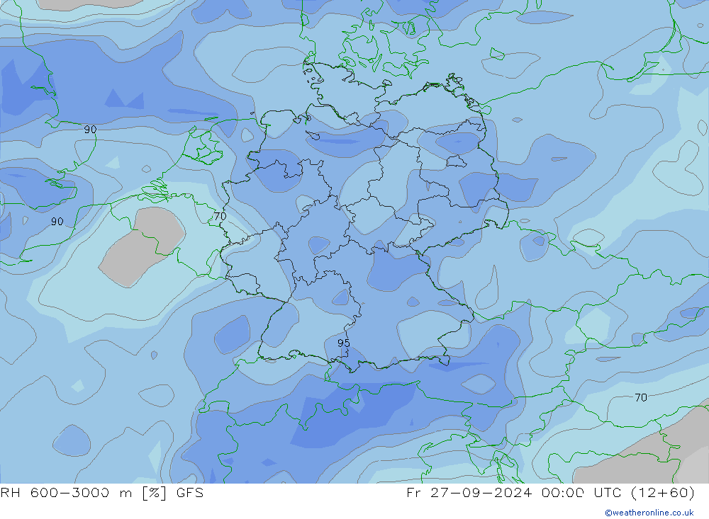 RH 600-3000 m GFS Fr 27.09.2024 00 UTC