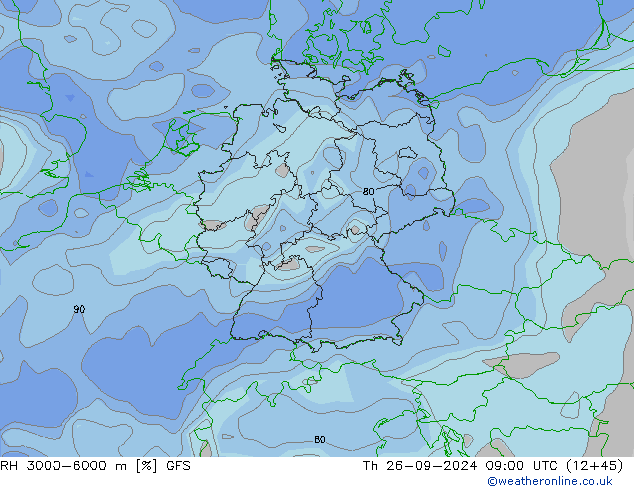 RH 3000-6000 m GFS Th 26.09.2024 09 UTC