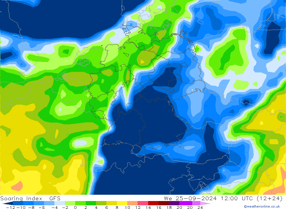 Soaring Index GFS śro. 25.09.2024 12 UTC