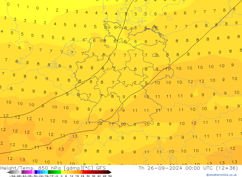 Z500/Rain (+SLP)/Z850 GFS jeu 26.09.2024 00 UTC