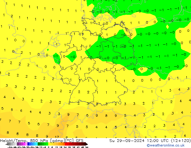 Height/Temp. 850 hPa GFS Su 29.09.2024 12 UTC