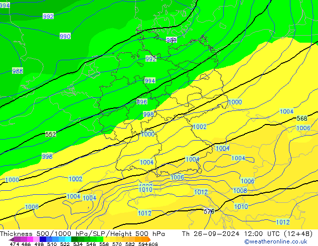 Thck 500-1000hPa GFS Th 26.09.2024 12 UTC