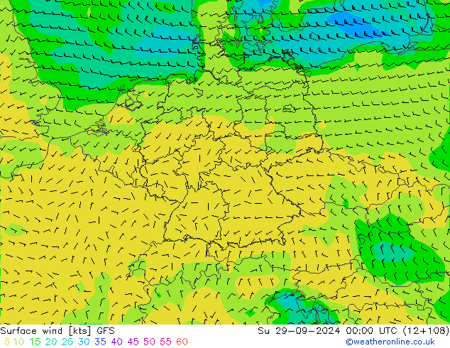 Surface wind GFS Su 29.09.2024 00 UTC