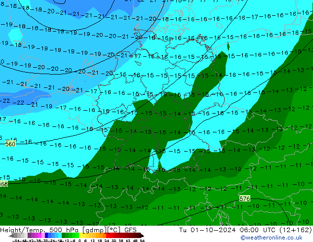 Z500/Rain (+SLP)/Z850 GFS  01.10.2024 06 UTC