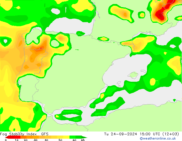 Fog Stability Index GFS Sa 24.09.2024 15 UTC