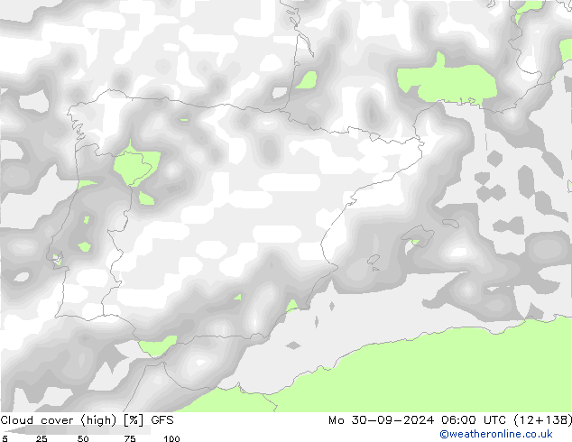 Nubes altas GFS lun 30.09.2024 06 UTC