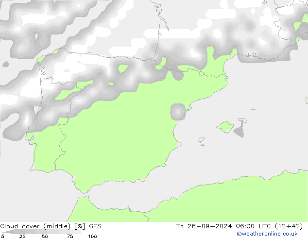 Nubi medie GFS gio 26.09.2024 06 UTC