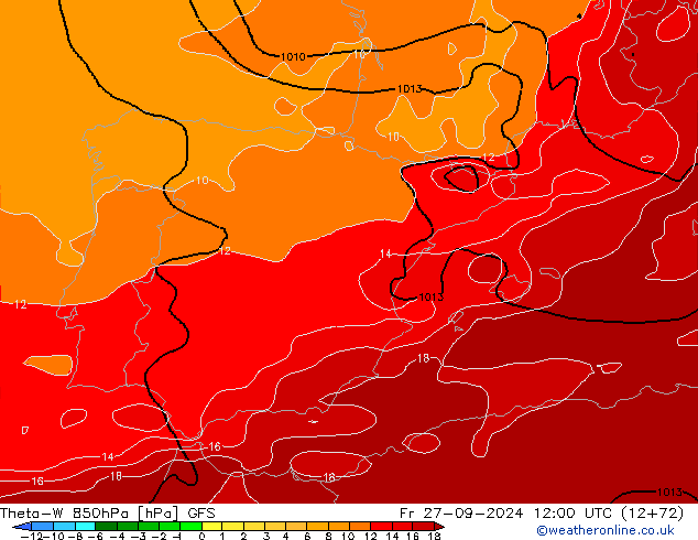 Theta-W 850hPa GFS Fr 27.09.2024 12 UTC