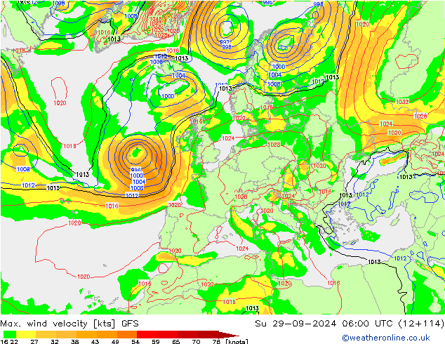 Max. wind velocity GFS  29.09.2024 06 UTC