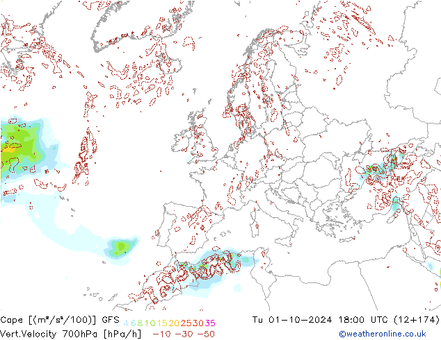 Cape GFS Tu 01.10.2024 18 UTC