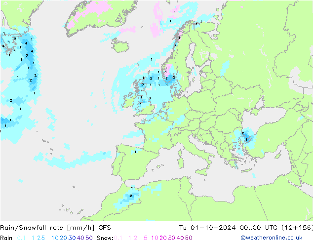 Rain/Snowfall rate GFS Ter 01.10.2024 00 UTC