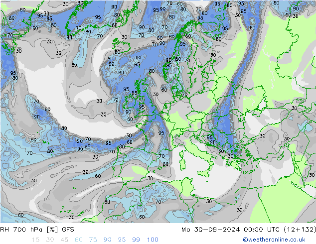 RH 700 hPa GFS  30.09.2024 00 UTC