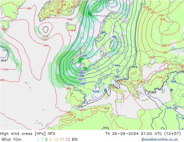 yüksek rüzgarlı alanlar GFS Per 26.09.2024 21 UTC