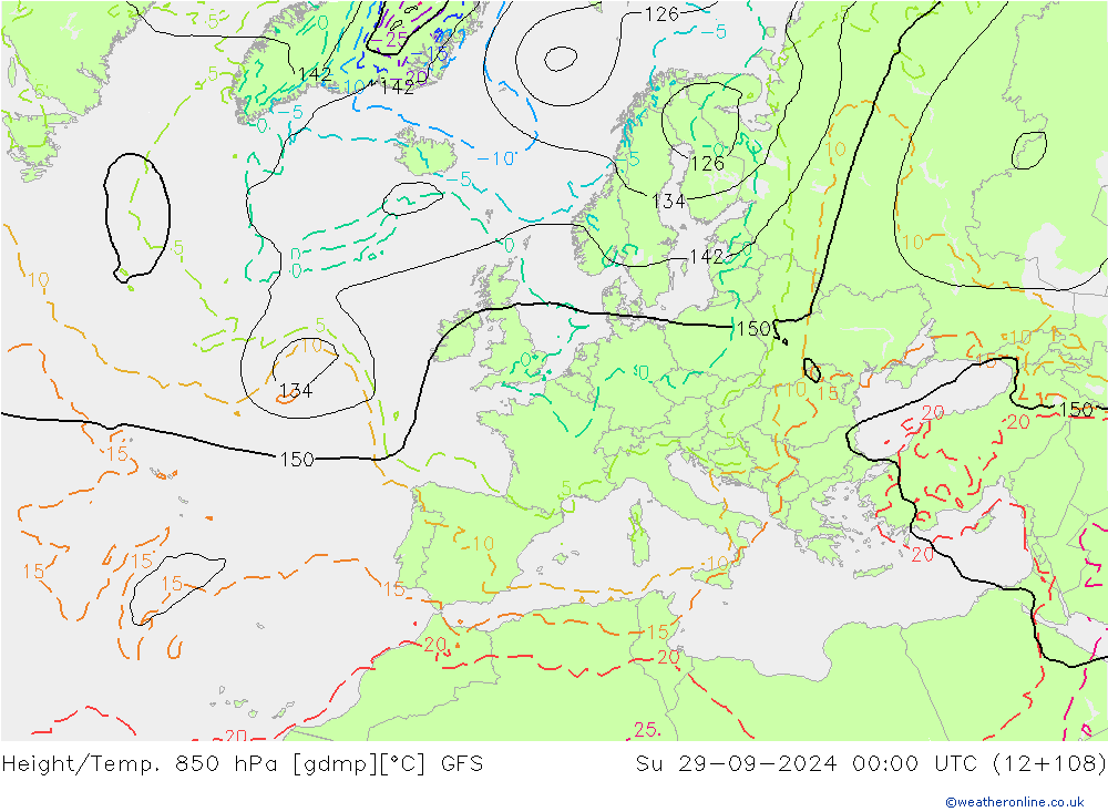 Z500/Regen(+SLP)/Z850 GFS zo 29.09.2024 00 UTC