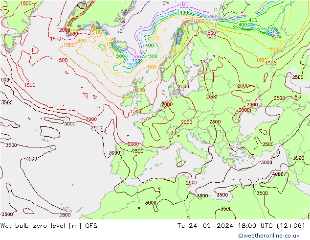 Theta-W Nulgradenniveau GFS di 24.09.2024 18 UTC