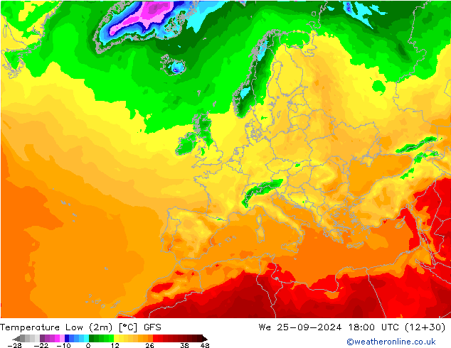 Min.  (2m) GFS  25.09.2024 18 UTC