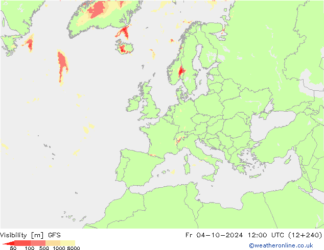 Visibility GFS Fr 04.10.2024 12 UTC