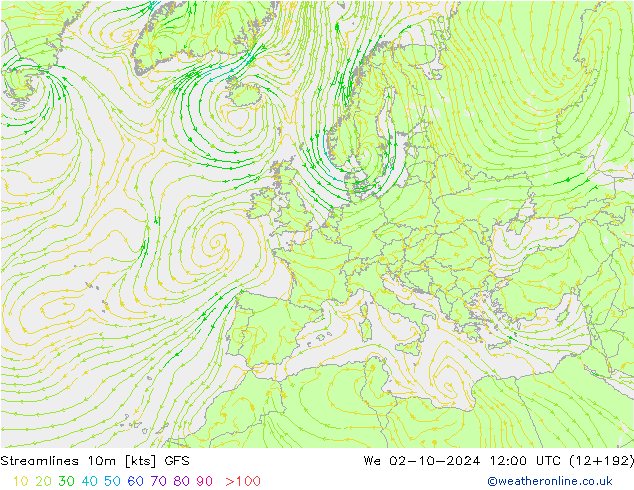 ветер 10m GFS ср 02.10.2024 12 UTC