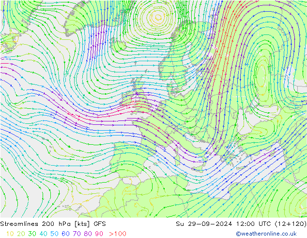  200 hPa GFS  29.09.2024 12 UTC