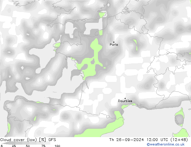 Cloud cover (low) GFS September 2024