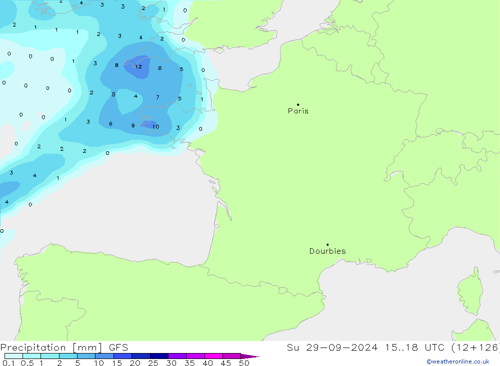 Précipitation GFS dim 29.09.2024 18 UTC