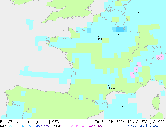 Rain/Snowfall rate GFS septiembre 2024