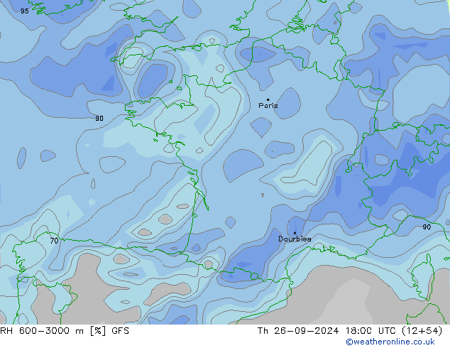 RH 600-3000 m GFS Сентябрь 2024