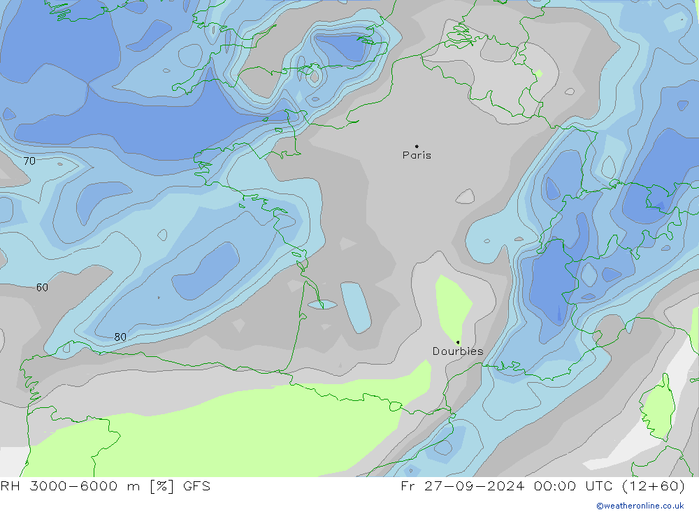 RH 3000-6000 m GFS Fr 27.09.2024 00 UTC