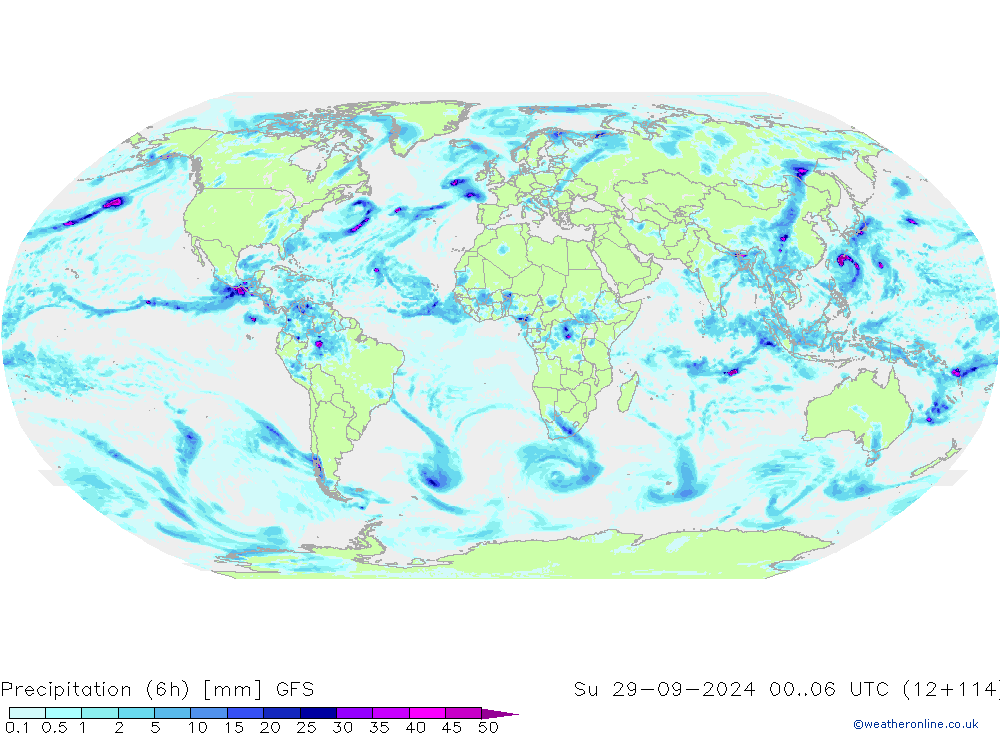 Precipitation (6h) GFS Ne 29.09.2024 06 UTC