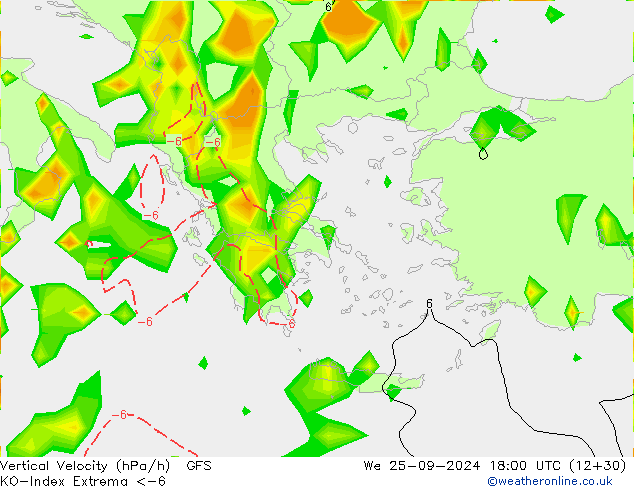 Convection-Index GFS mié 25.09.2024 18 UTC