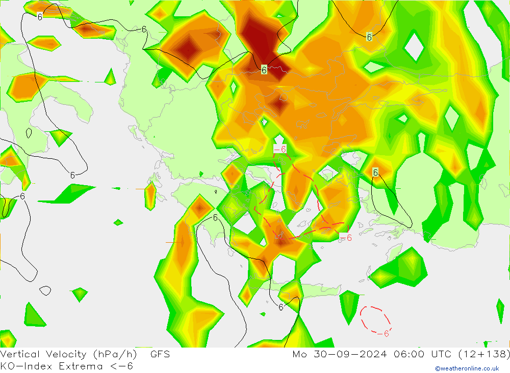 Convection-Index GFS Mo 30.09.2024 06 UTC