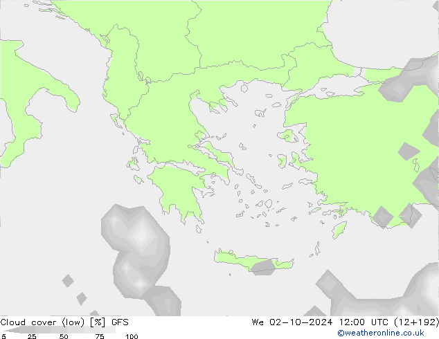 zachmurzenie (niskie) GFS śro. 02.10.2024 12 UTC