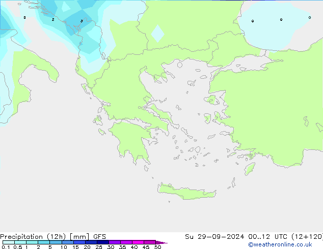 Précipitation (12h) GFS dim 29.09.2024 12 UTC