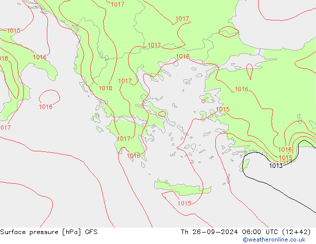 Surface pressure GFS Th 26.09.2024 06 UTC