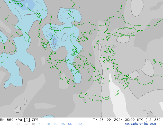 850 hPa Nispi Nem GFS Per 26.09.2024 00 UTC