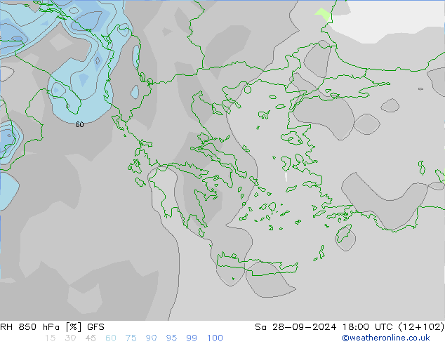 RH 850 hPa GFS Sa 28.09.2024 18 UTC