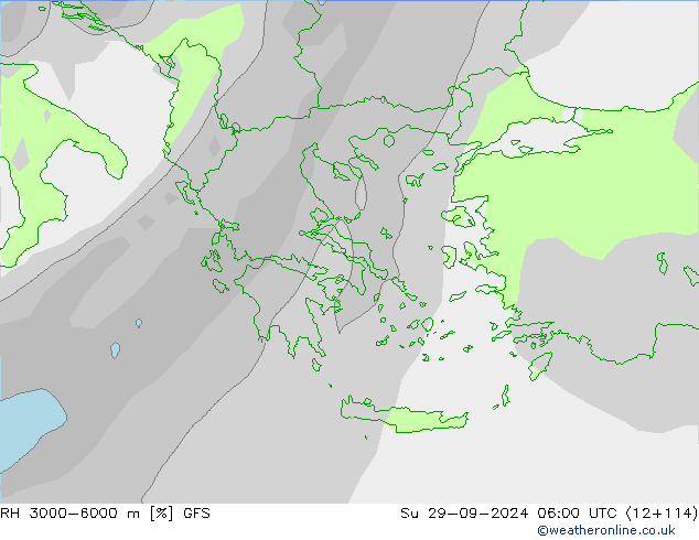 Humidité rel. 3000-6000 m GFS dim 29.09.2024 06 UTC