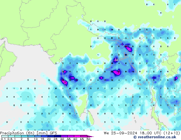 Z500/Yağmur (+YB)/Z850 GFS Çar 25.09.2024 00 UTC