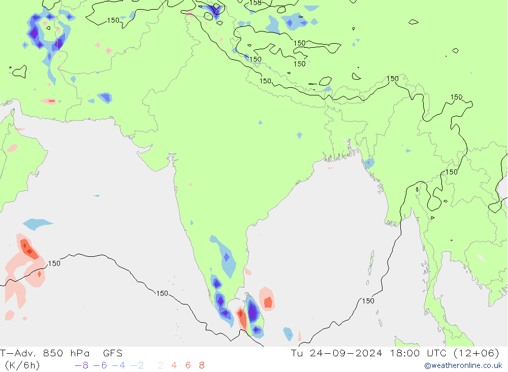 T-Adv. 850 hPa GFS di 24.09.2024 18 UTC