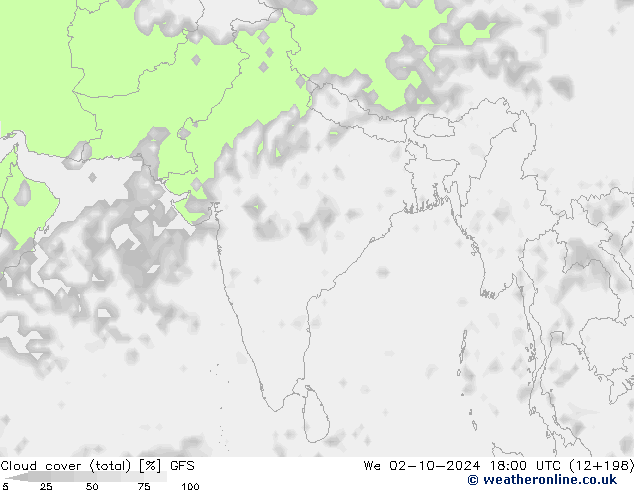 облака (сумма) GFS ср 02.10.2024 18 UTC