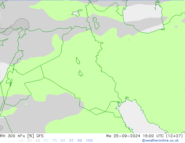 Humidité rel. 300 hPa GFS mer 25.09.2024 15 UTC