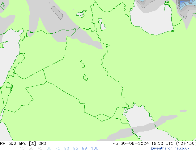RH 300 hPa GFS Mo 30.09.2024 18 UTC